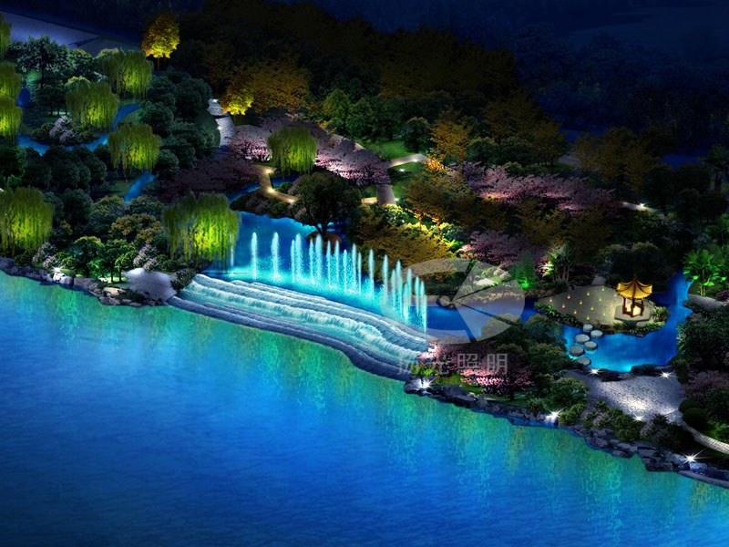 噴泉景觀燈光效果圖