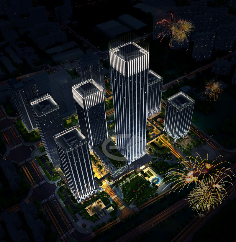 建築景觀(guān)照明(míng)夜景燈光效果圖