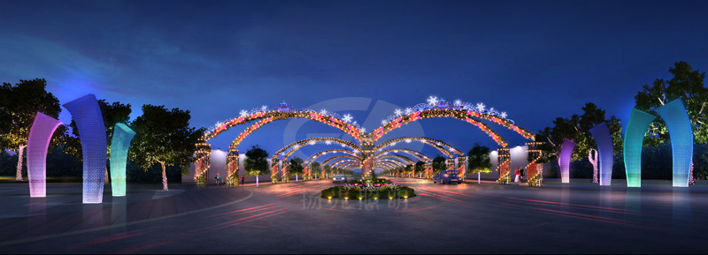 花卉大道夜景燈光效果圖