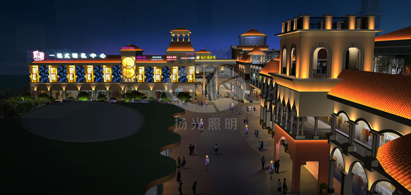 商業街夜景燈光效果圖