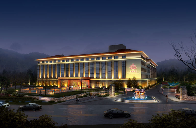 酒店戶外夜景燈光效果圖