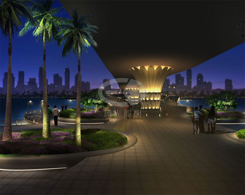 橋柱夜景燈光效果圖(tú)