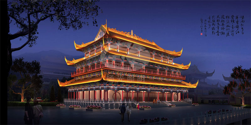 古建夜景（jǐng）亮化設計效果圖二